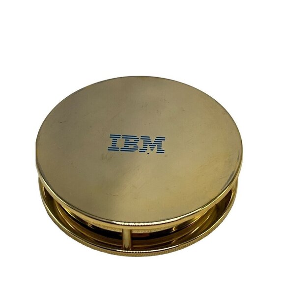 IBM Gold Magnifying Glass Paperweight Desk Vintage Rare 2.75 Inches - Picture 8 of 10